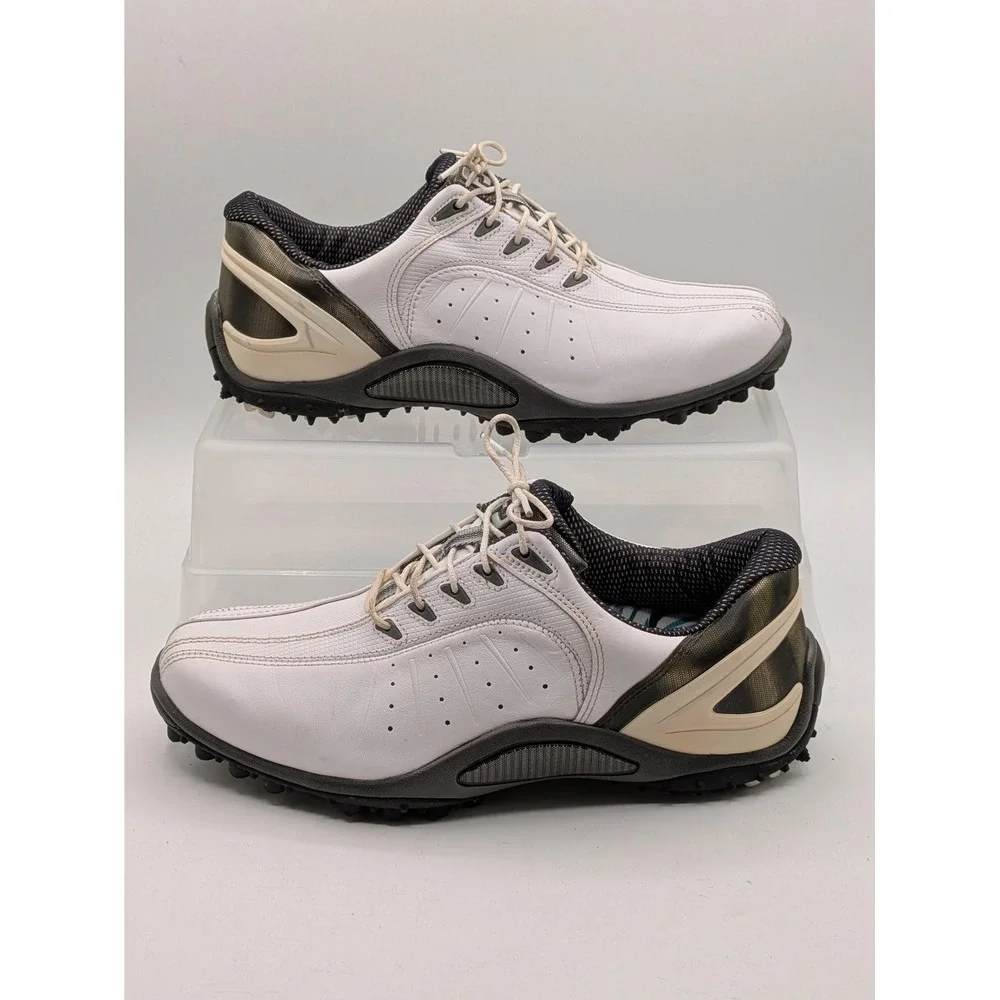FootJoy FJ Sport Shoes Mens Size 8.5 White Leather Spiked Golf Sneakers 53111